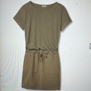 Women’s Olive Drawstring Waist T-Shirt Dress